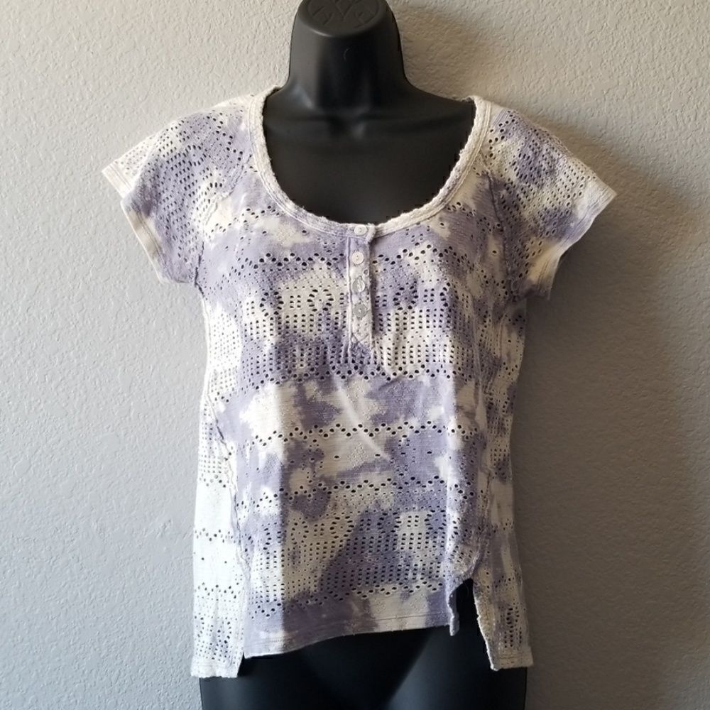 We The Free Cotton Tiedye Eyelet Tshirt